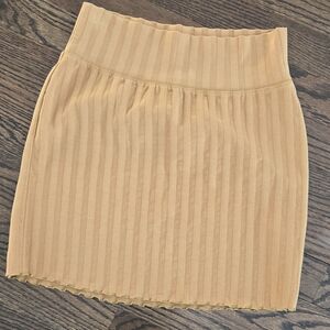 Offline by Aerie Ribbed Mini Skirt | Size XS | Golden Bodycon Stretch Skirt